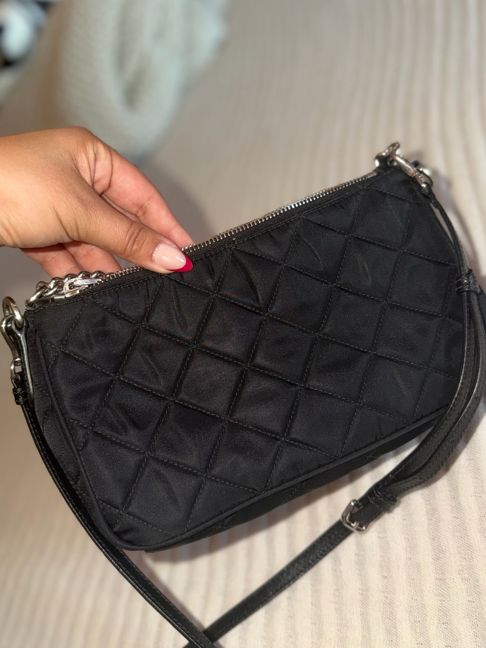 Prada Black Quilted Nylon Shoulder Bag - Picture 3 of 9